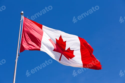 Preview: Canada flag maple leaf flies light wind