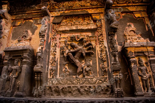 Preview: Sculpture at Ellora cave, UNESCO world heritage site, India,