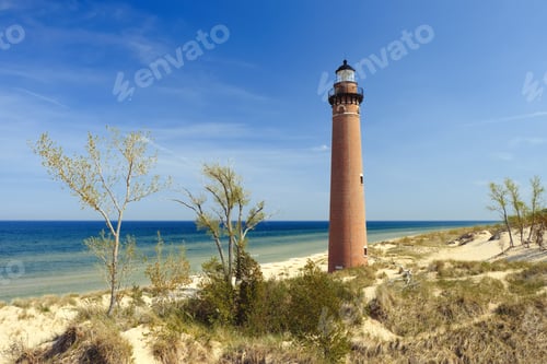 Preview: Little Sable Point Lighthouse in dunes, built in 1867