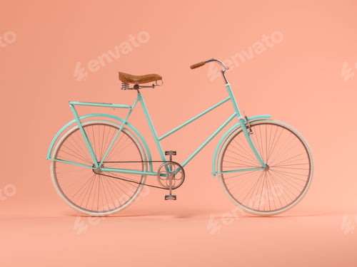 Preview: Blue bicycle on pink background 3D illustration
