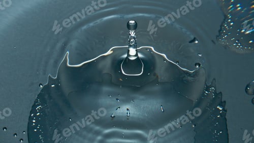 Preview: Blob splashing inside glassware closeup. Drop falling cocktail in slow motion