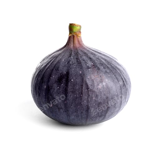 Preview: Whole ripe purple fig on white background