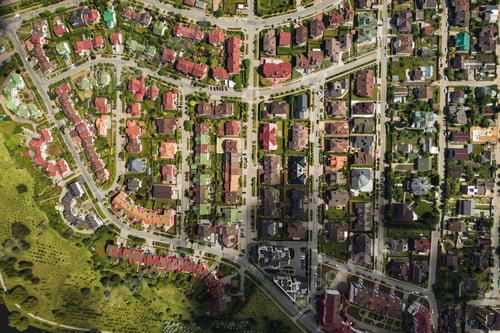 Preview: aerial photography from above of a large number of houses in the Eastern district of Minsk.The