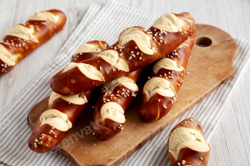 Preview: Homemade Soft Pretzel Sticks with Salt Ready to Eat
