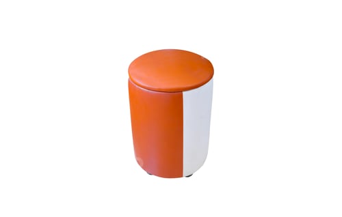 Preview: Modern Brown and white cylinder stool upholstery isolated on white background with clipping path