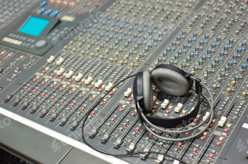Preview: headphones on sound mixer