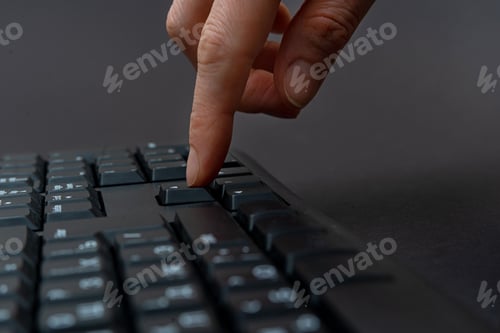 Preview: Hands Pointing Pressing Computer Keyboard Keys Typewriting New Ideas.