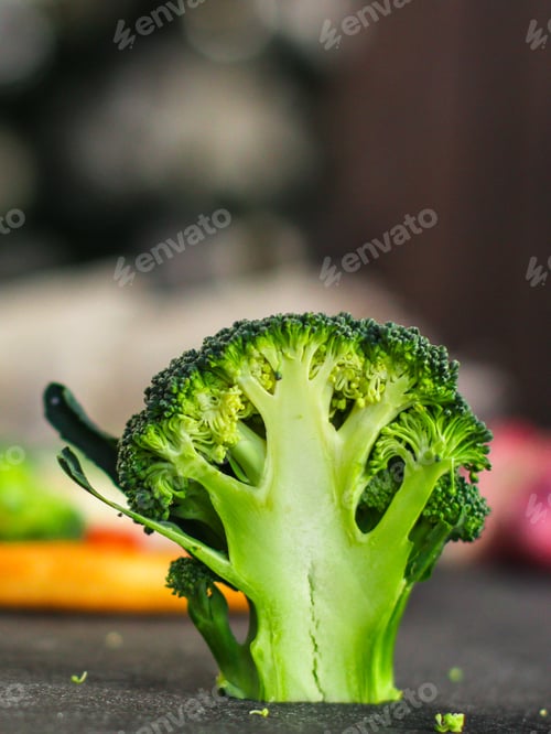 Preview: Broccoli Fresh, Juicy Vegetables. Top View. Copy Space