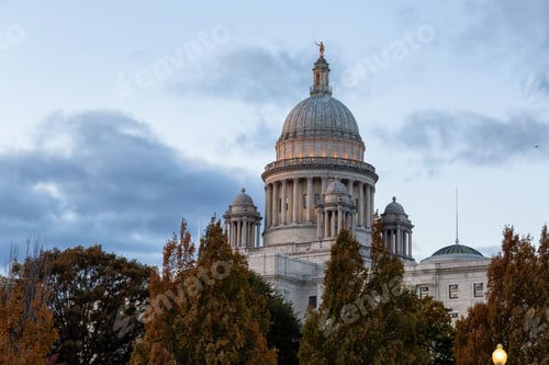 Preview: View of Rhode Island State House during a vibrant sunset
