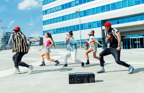 Preview: Group of hip hop dancers permorming their dance.