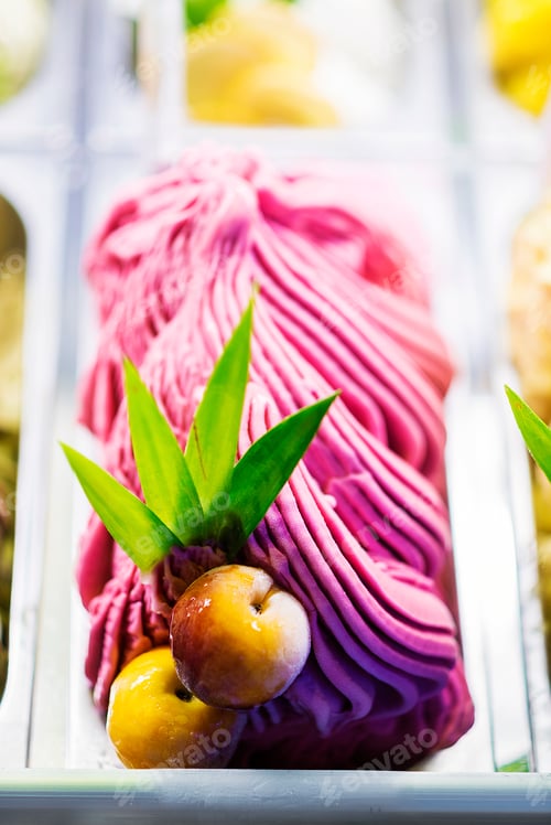 Preview: mixed colourful gourmet ice cream sweet gelato in shop display