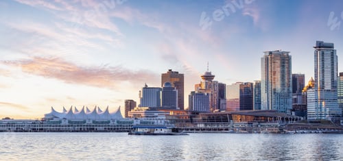 Preview: Panoramic View of Modern City Building Skyline on West Coast Pacific Ocean.