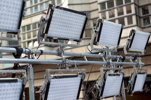 Preview: Ramp of led projectors in the city