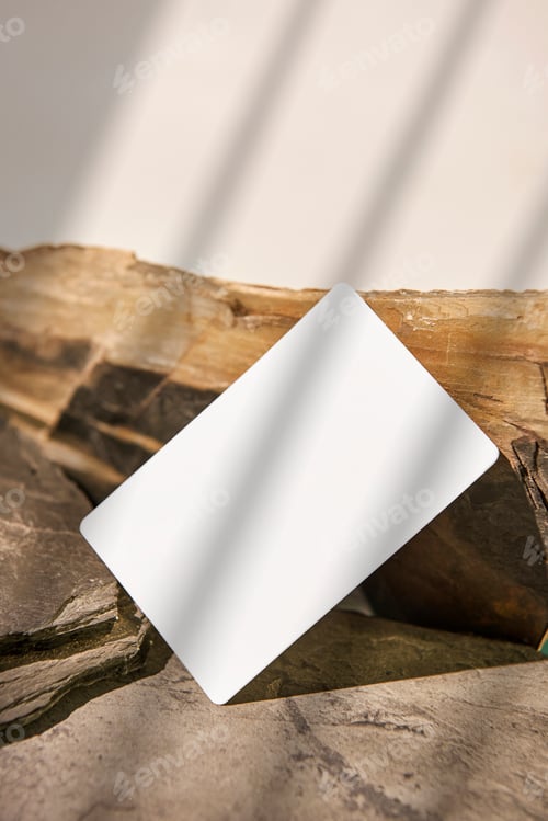 Preview: Business Card mockup on rock for mock-up creative design template.