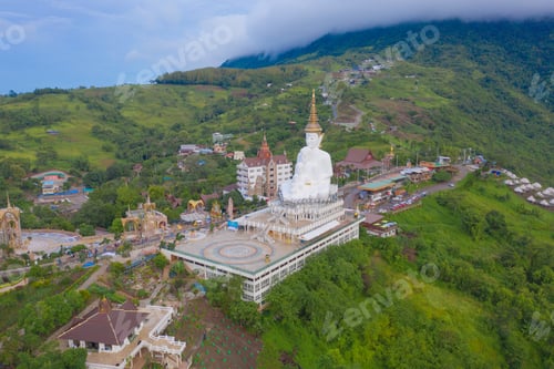 Preview: Temple in Thailand. Thai architecture building. Famous tourist attraction landmark.