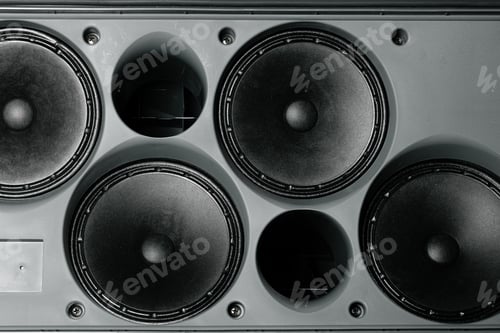 Preview: Stereo column of modern audio system close up