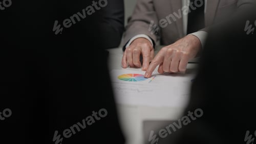 Preview: Close up of business officer teamwork brainstorming and talking in meeting room