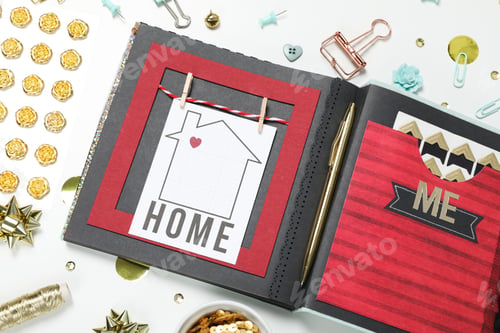 Preview: Concept of scrapbooking, scrapbooking for holiday, hobby concept
