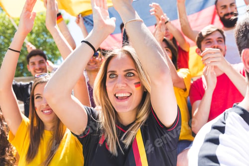 Preview: German supporters celebrating at stadium for football match