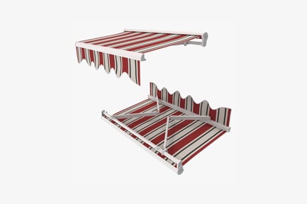 Preview: Striped awning with scalloped metal frame