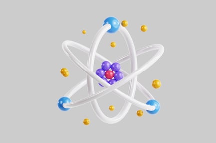 Preview: Colorful atom orbiting nucleus illustration