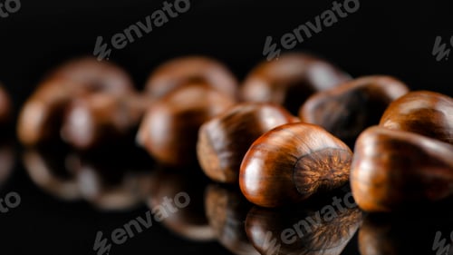 Preview: Chestnuts on Black Reflective Background