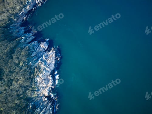 Preview: Panorama of a beach with sand and stones near the Black Sea under sunset light in Bulgaria