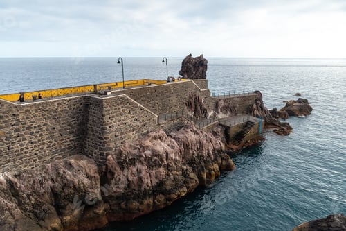 Preview: Coast of Ponta do Sol in summer and a marine promenade called Cais da, Madeira. Portugal