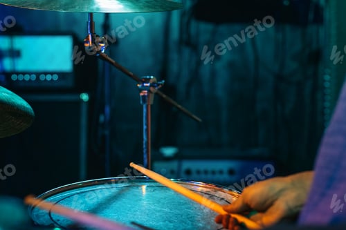 Preview: Drummer In Stage With Colorful Lights