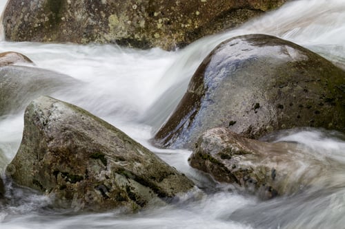 Preview: Flowing water around the soft rocks. Nature Background