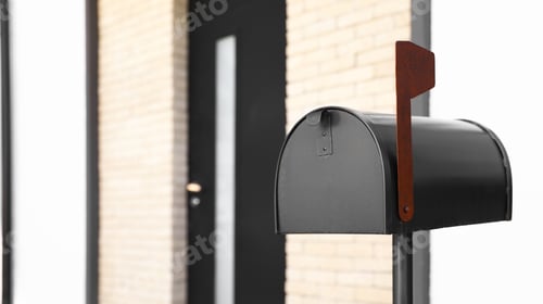 Preview: Black mailbox near house outdoors on sunny day