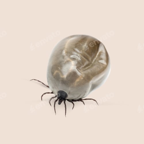 Preview: Close up of an engorged tick, highlighting its swollen abdomen after feeding