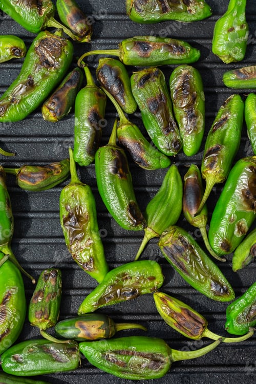 Preview: Grilled green pepper. Pimientos de padron, Spanish tapas