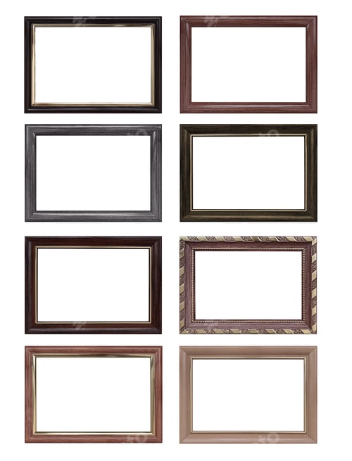 Preview: Set of empty picture frames with free space inside, isolated on white