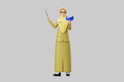 Preview: Female teacher with book and pointer