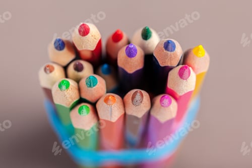 Vista previa: Concepto de educación o regreso a clases. Imagen macro de primer plano de un lápiz de color