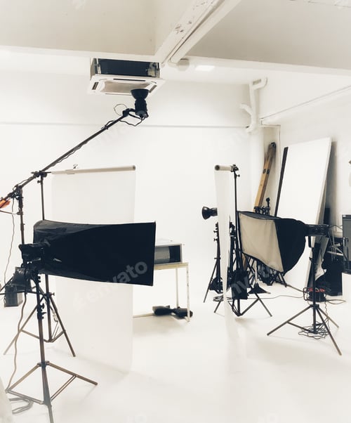 Preview: Shooting studio for photographer and creative art director with production crew team setting