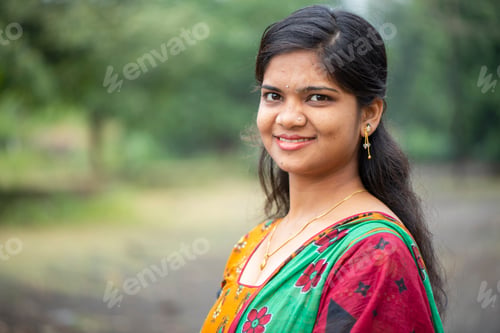 Preview: Portrait of Happy young beautiful Indian woman