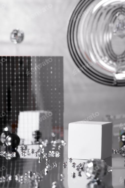 Preview: Disco ball with empty pedestal for object presentation