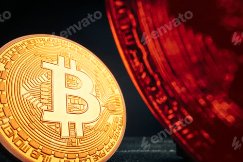 Preview: Close up photo of bitcoin crypto currency