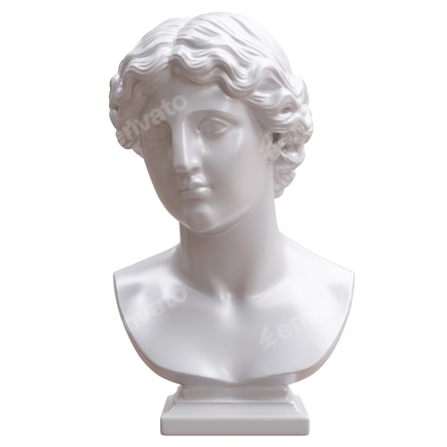 Preview: Statue of Aphrodite isolated on white. Venus marble sculpture head, 3d