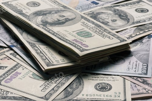 Preview: close up view of dollar banknotes background