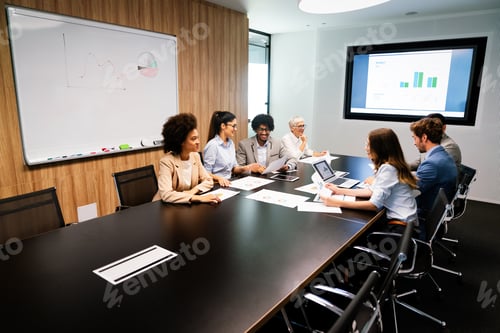Preview: Creative managers crew working with new startup project in office. Team brainstorming