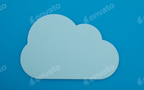 Preview: Blue colored paper cloud network icon