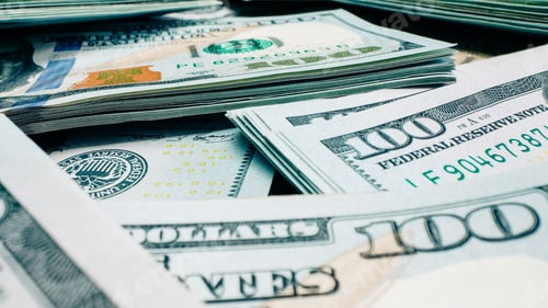 Preview: Dollars Wads, money background. Macro view USD currency banknotes