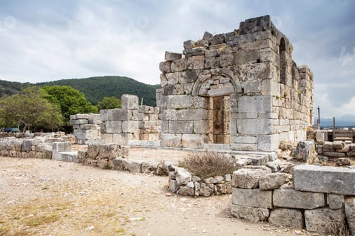 Preview: Turkey touristic area Dalyan Ortaca, Kaunos rock tombs in Dalyan, ancient city of Kaunos, Turkey.