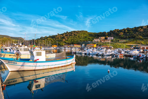 Preview: Unbelivable Yachts at Castelsardo port . Mediterranean seascape.