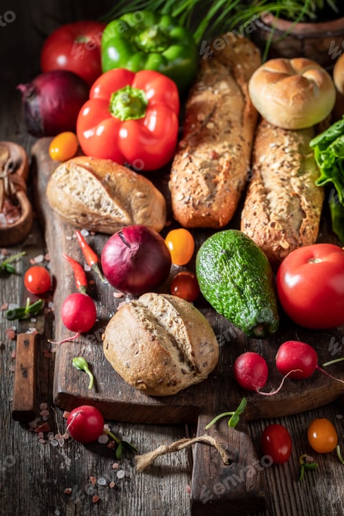 Preview: Preparation for fresh and tasty sandwich at spring breakfast