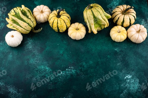 Preview: Autumn fall background with pumpkins