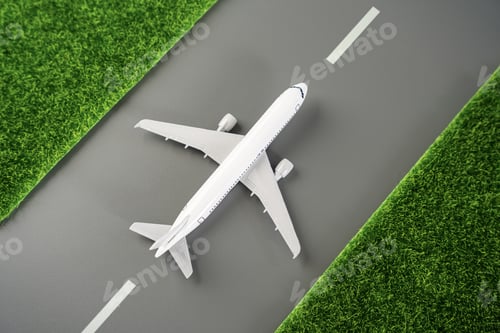 Preview: Airplane on the runway. Transportation and logistics.